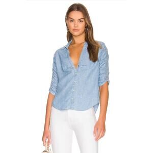 Veronica Beard Porta linen blend chambray shirt